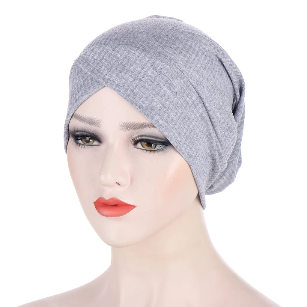 

New nightcap solid color forehead cross turban Muslim headtie