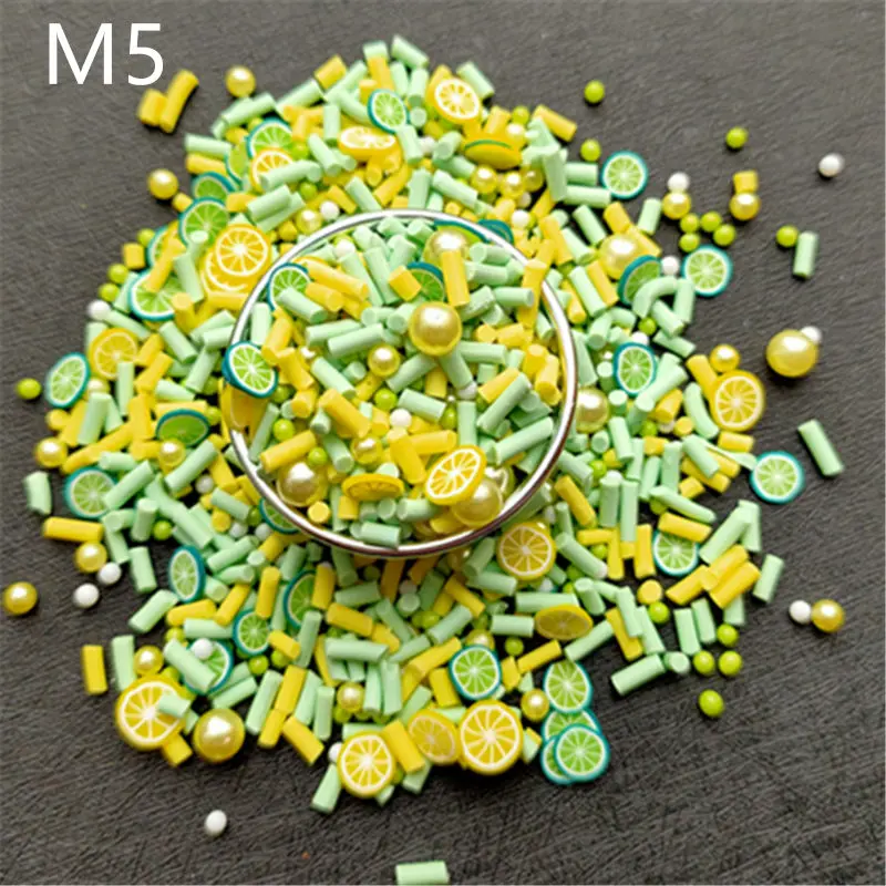 Разноцветный наполнитель для бусин из полимерной глины в виде фруктов 100 г/лот