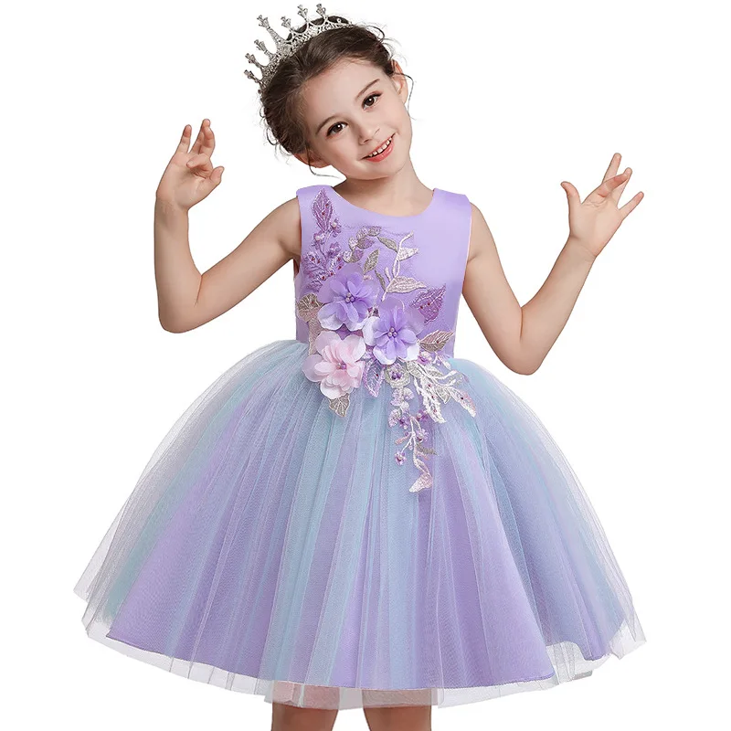 Кружевное платье для девочек Зимние Детские Платья с цветочным принтом