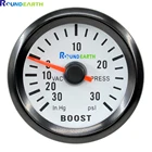 Автомобильный турбо-пресс Earth Round 52 мм, вакуумный манометр с черным корпусом и синим светом, измеритель давления-30  30 PSI, бесплатная доставка