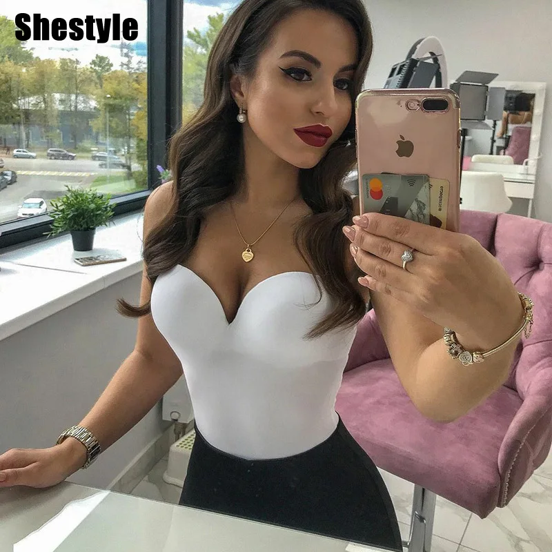 Женский боди с открытой спиной Shestyle однотонная летняя одежда v образным вырезом