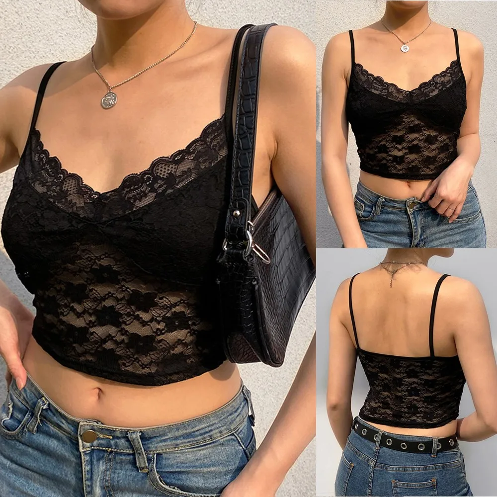 

Women Sexy Lace Bustier Crop Tops Ladies Bra Vest Bralet Camisole Tank Tops Summer Fashion Female Sleeveless Cropped Vest 2021