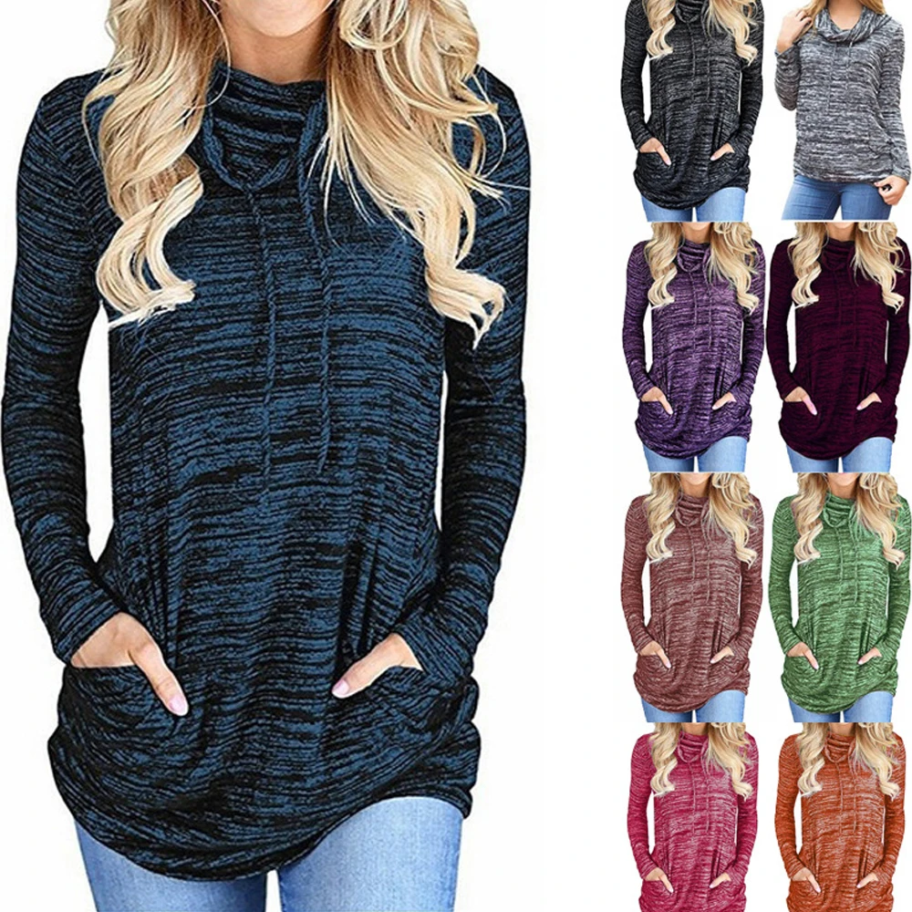 

Basic Pockets Woman Spring T Shirts New Autumn T Shirt Women Soft Loose Solid Fresh Casual 9 Colors Long Sleeve Short