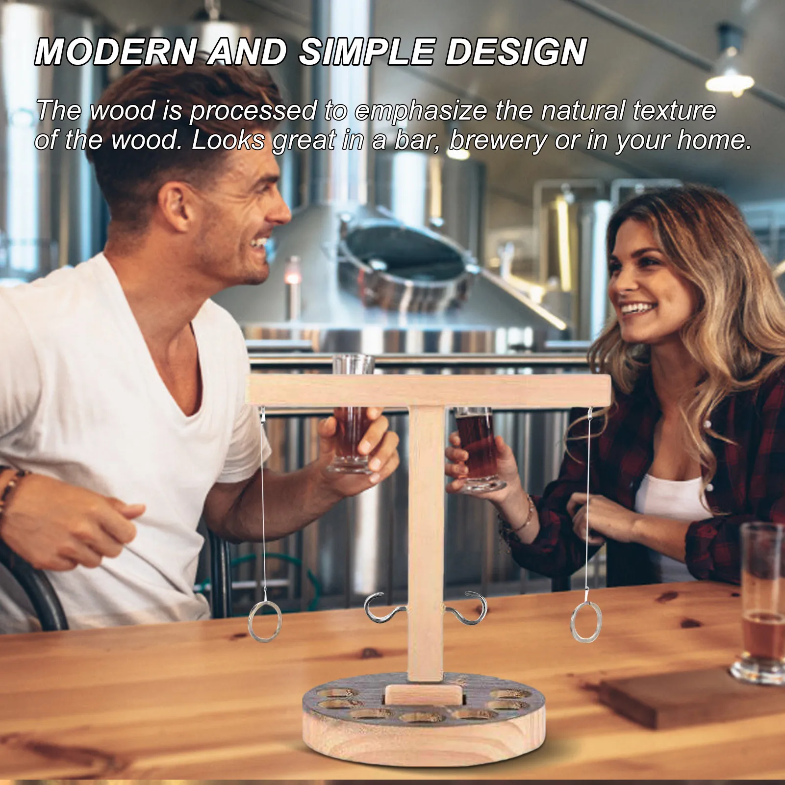 

New Party Toys Ring Toss Game Modern Hand-made Throwing Ring Toy Wooden Ring Toss Hooks Fast-paced Interactive Game For Bars