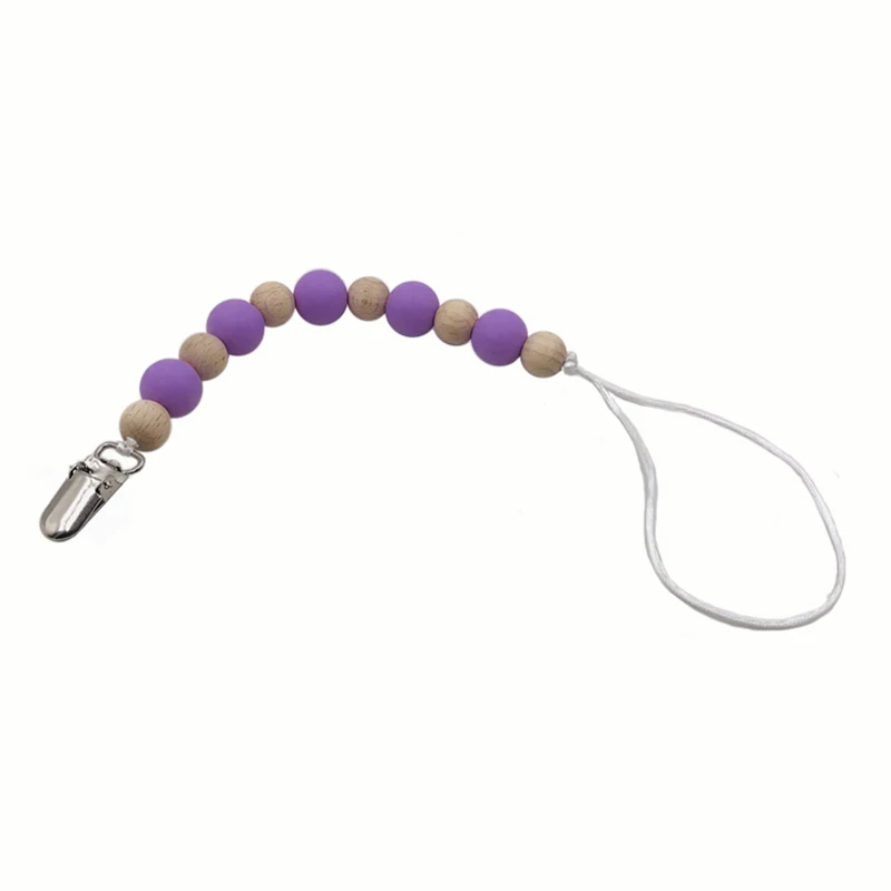 Cadena de mordedor para beb&eacute;, mordedor org&aacute;nico, dentici&oacute;n Natural de agarre de juguete, cuentas de silicona, mordedor para beb&eacute; reci&eacute;n nacido, regalo DIY para beb&eacute;-2