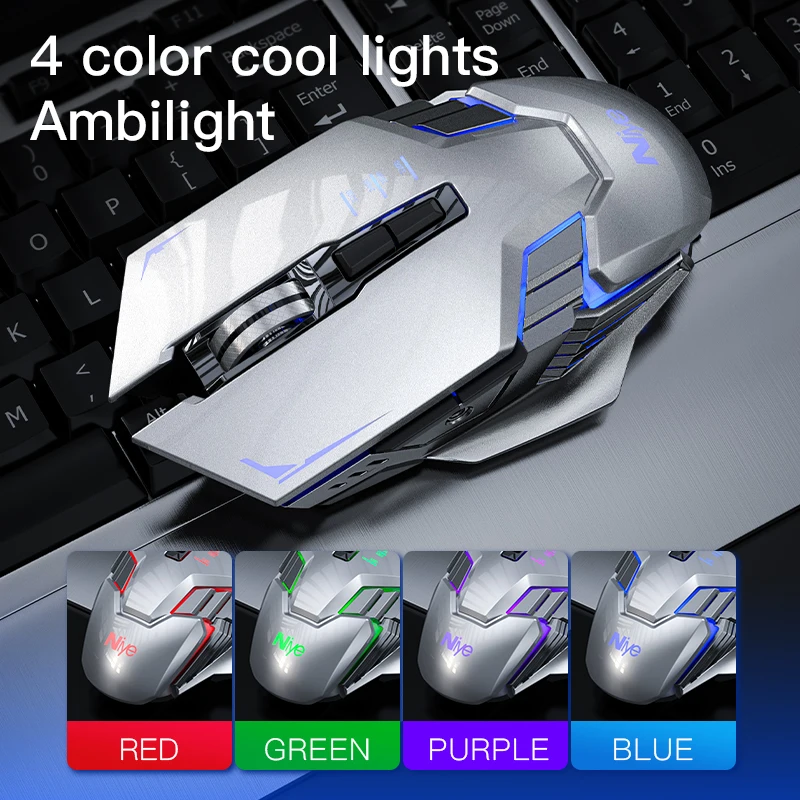 

Wireless Gaming Mouse Ergonomic 7 Button 1600DPI Rechargeable Computer Gamer Mice Silent mute Mause with Backlight for PC laptop