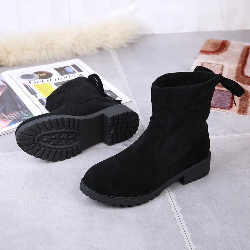 Зимние ботинки PUPUDA женские черные повседневные на платформе модные ботильоны