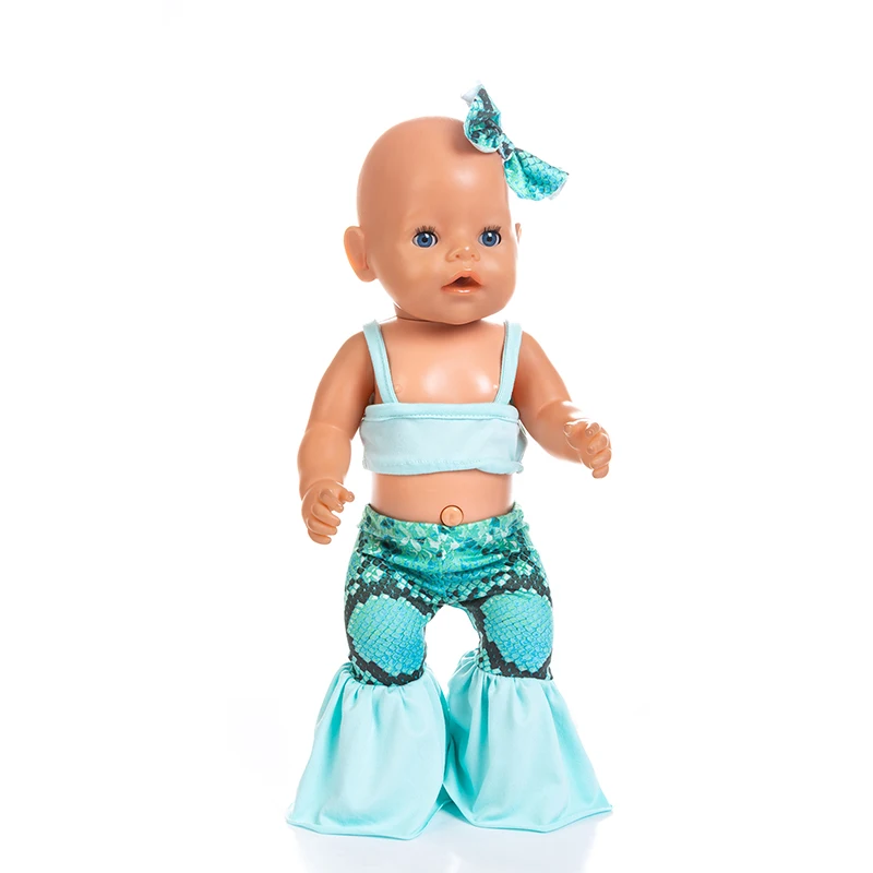 Заколка для волос в голубом масштабе Наплечная футболка и брюки подходит куклы