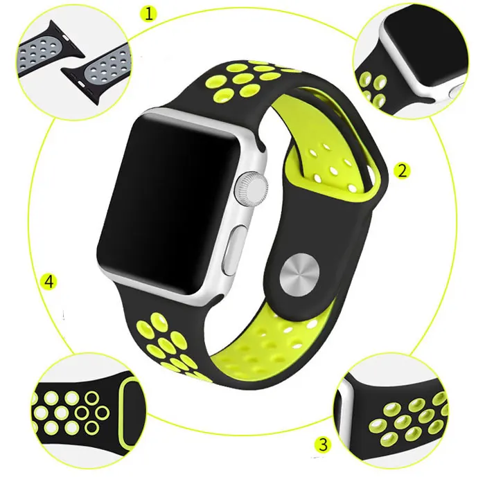 Спортивный ремешок для часов для apple watch группа 4 5 44 мм 40 мм, 42 мм, 38 мм, версия наручных часов iwatch, браслет series 5/4/3/2/1 силиконовый ремешок для часов с резиновой лентой