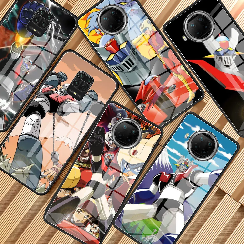 

Tempered Glass Phone Bag For Xiaomi Redmi Note 9S 8 9 10 Pro Max 8T 7 9C 9A 9T 8A K30 K40 Back Cover Bumper Anime Mazinger Z