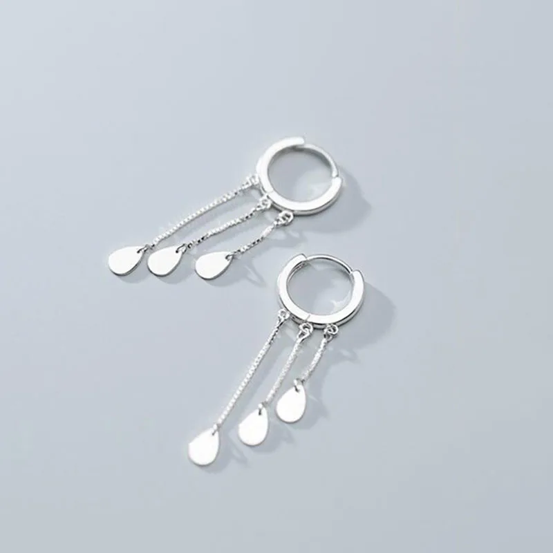 Foxanry Prevent Allergy 925 Sterling Silver Hoop Earrings for Women New Trendy Elegant Sequins Tassel Party Jewelry Ears Buckle | Украшения