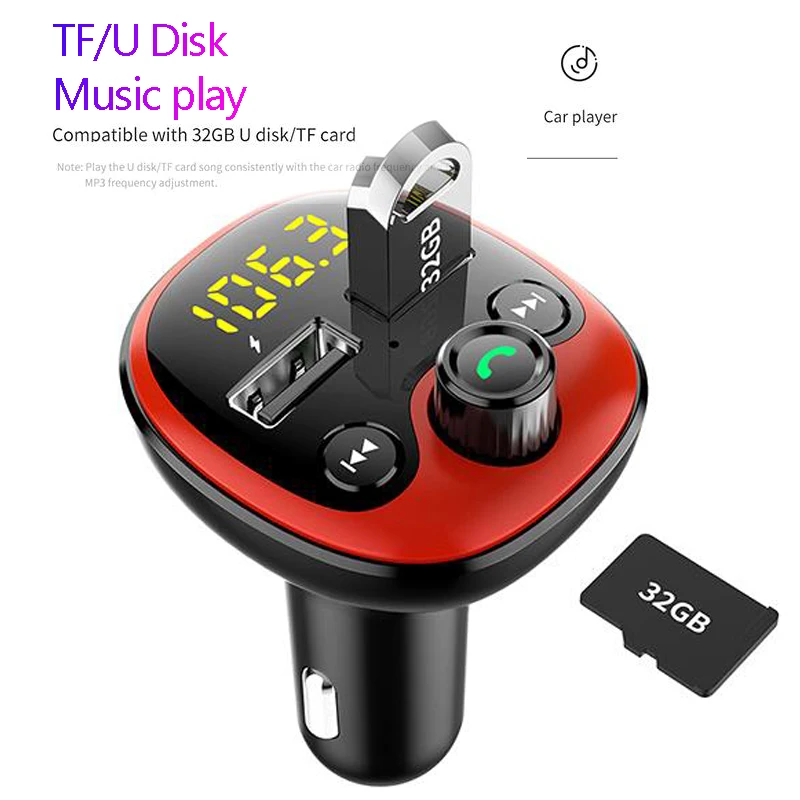 JINSERTA, fm-передатчик, Aux модулятор, Bluetooth 5,0, громкая связь, автомобильный аудио MP3 плеер, двойной USB, автомобильное зарядное устройство, поддержка TF, U диск