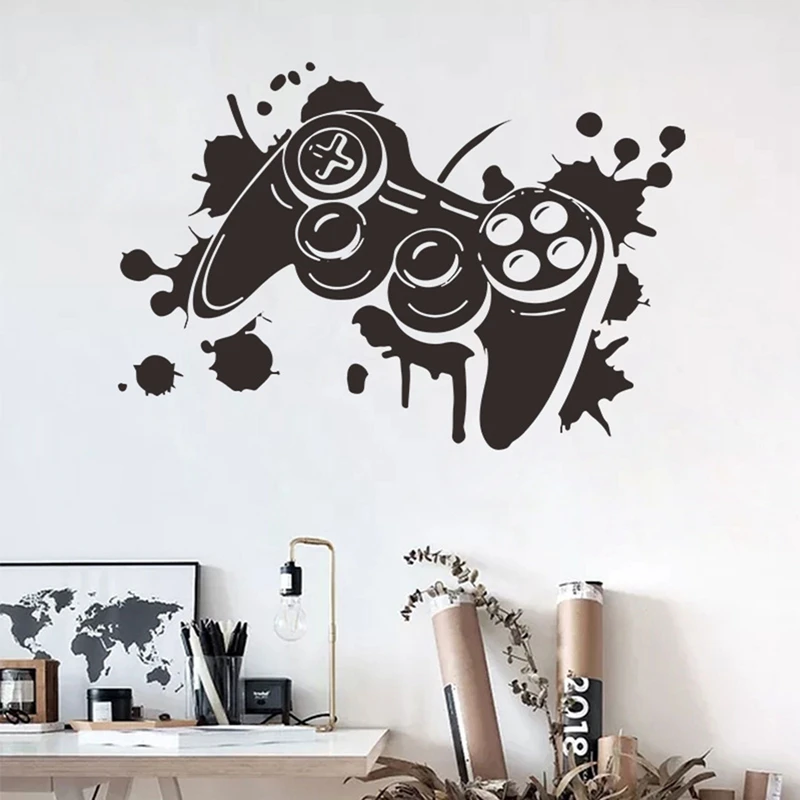 

Creative Gamer Vinyl Wall Stickers Gamepad Wallpaper For Kids Boy's Room Game Room Decoration Sticker Murals Decal Home Decor