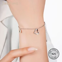 925 sterling silver bracelet heart cz o shape design chain link adjustable bracelets bangles for women couple lover fine jewelry