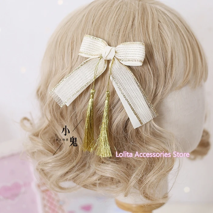 

Retro / Court Japanese Fairy Cute Lace Bow Hairpin JSK Tassel Hair Clip Hair Accessories Lolita Soft Girl OP Headdress Hairpin