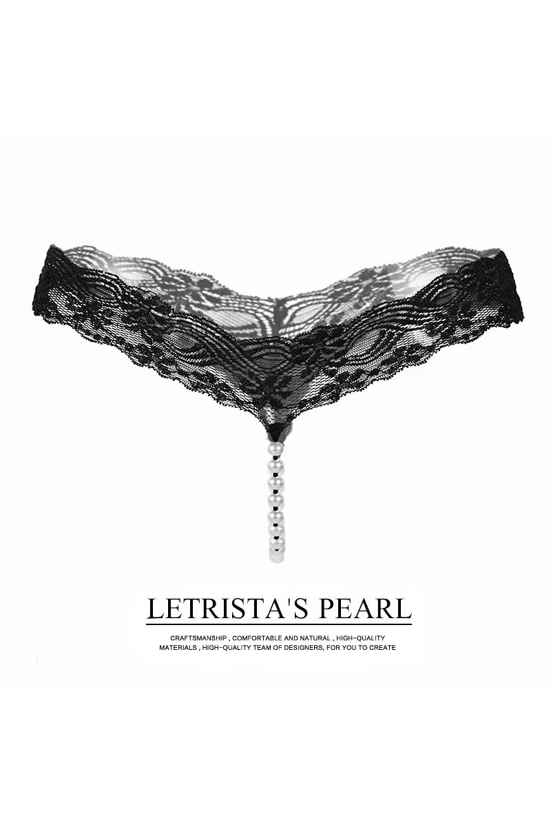 

Ladies Sexy Lace T-pants Pearl Massage Transparent Panties Cosplay Thong