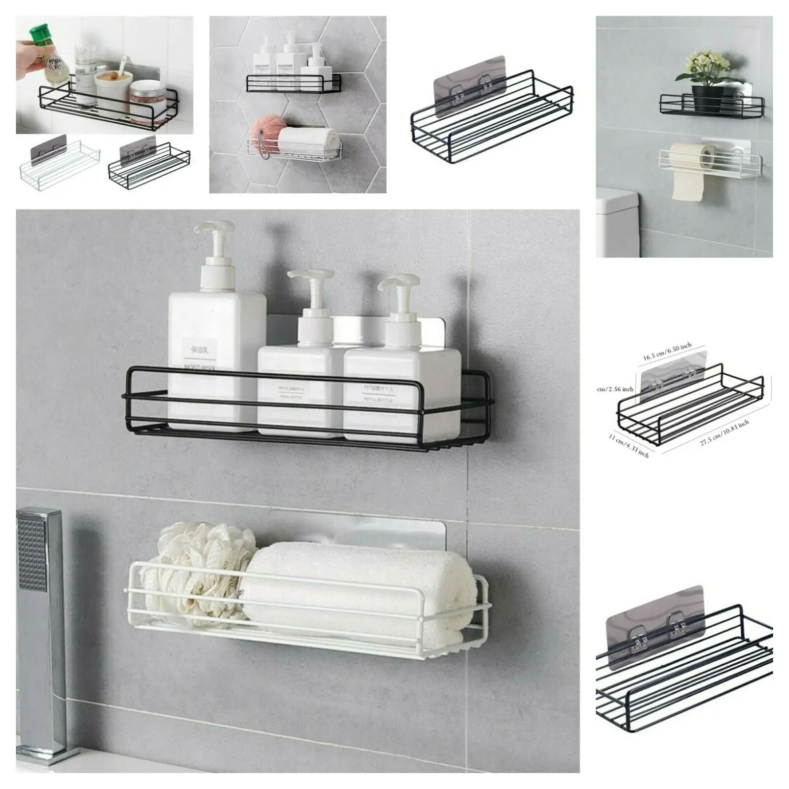 Умная настенная подвесная полка стеллаж для хранения шампуня в ванной комнате