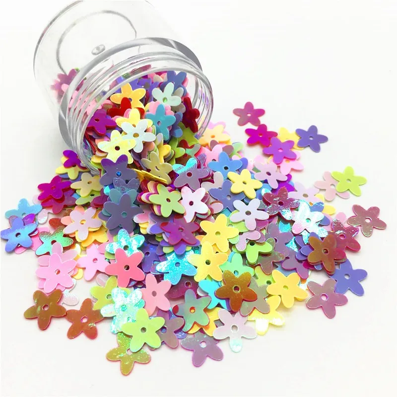 10 мм плоские цветы пять лепестков свободные ПВХ блестки шитье свадебное платье