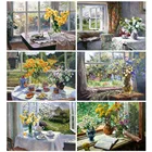 MomoArt Алмазная вышивка цветок картина стразы Алмазная мозаика окно пейзаж подарок ручной работы декор для дома