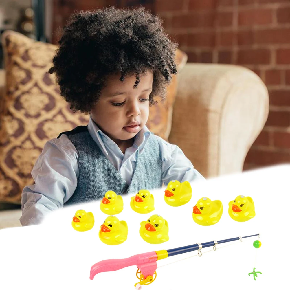 2 комплекта детских магнитных рыболовных игрушек с желтой уткой удочки Детские