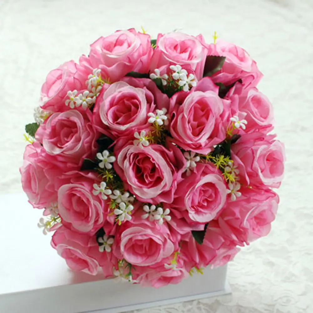 18 голов шелковые искусственные розы Букет Искусственные цветы для свадьбы