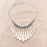 new european and american concave convex surface irregular matching color metal necklace