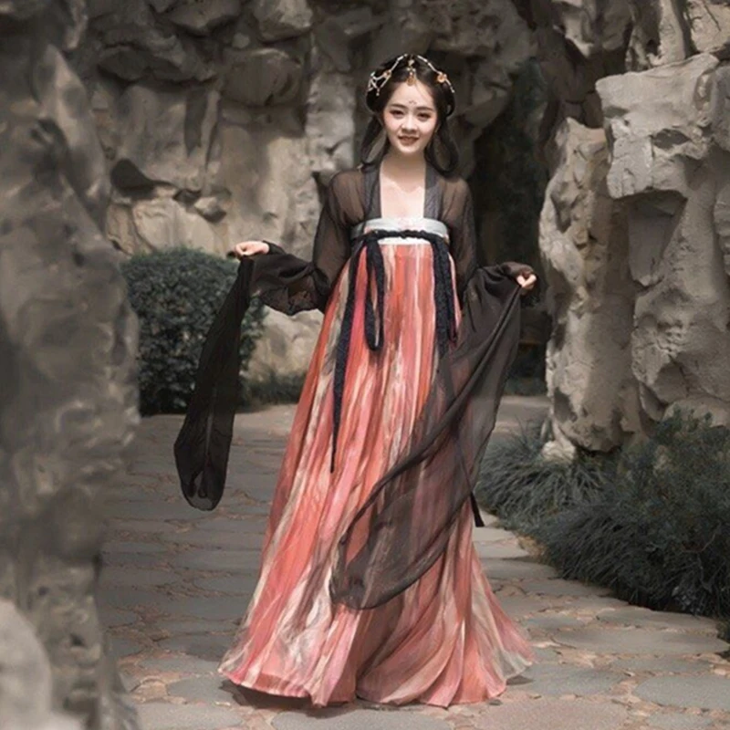 Традиционные танцевальные костюмы Hanfu женское китайское фолк-сказочное платье