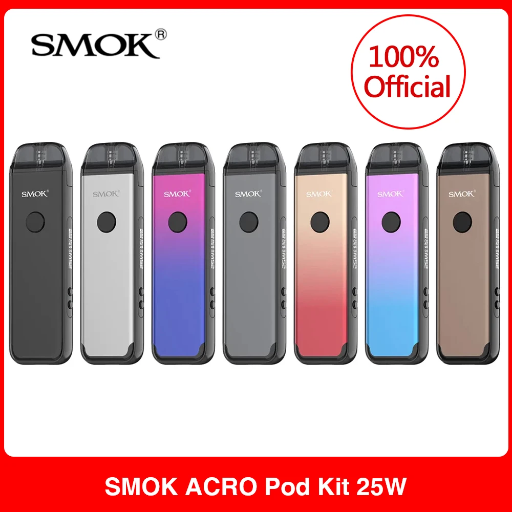 

Original SMOK ACRO Pod System Kit 25W 1000mAh with Acro Meshed 0.8ohm Pods 2ml E Cigarette Vaporizer VS RPM80 novo 4 nord4 vape