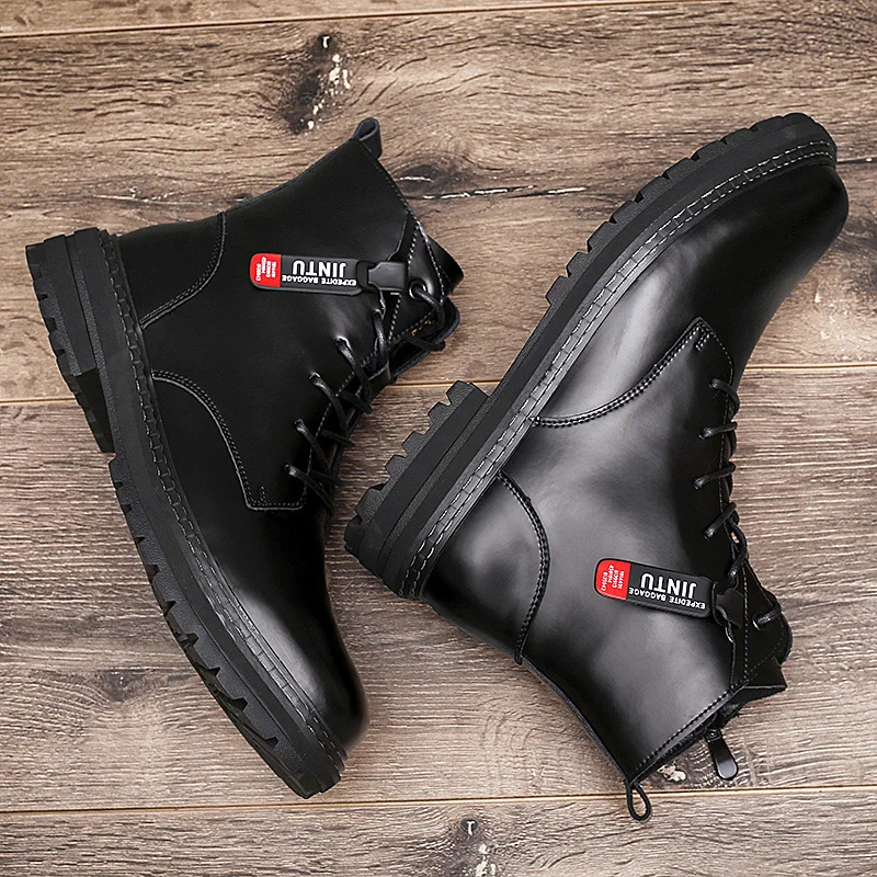 

High Quality Motorcycle Leather Men Luxury Boots Men Casual Shoes Fashion Polished Luster Boots For Men Military Tactical Boots