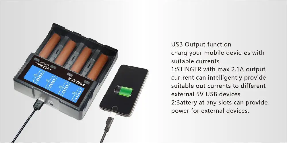 Для ADEASKA VC4 плюс ЖК-дисплей USB Быстрое интеллектуальное зарядное устройство для Li-ion/IMR/LiFePO4/Ni-MH 18650/26650 батареи r25