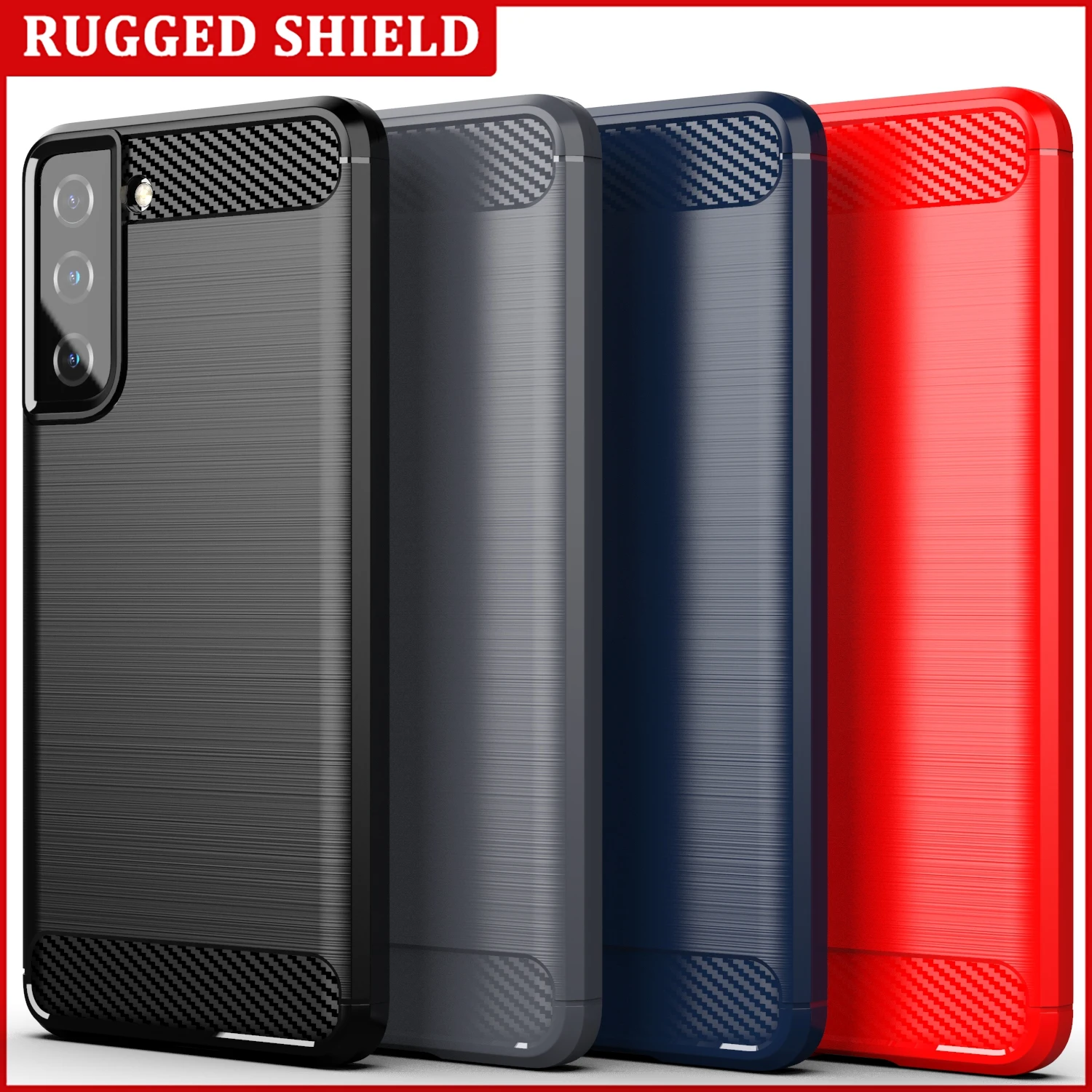 

For Samsung Galaxy S21 S21 Ultra S21 Plus S20 FE S30 Note 20 A51 5G UW Case Silicone Rugged Armor Soft Carbon Fiber TPU Cover
