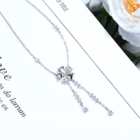 luxury 925 silver necklace temperament shell flower necklace love flower tassel set shiny zircon clavicle chain ladies jewelry