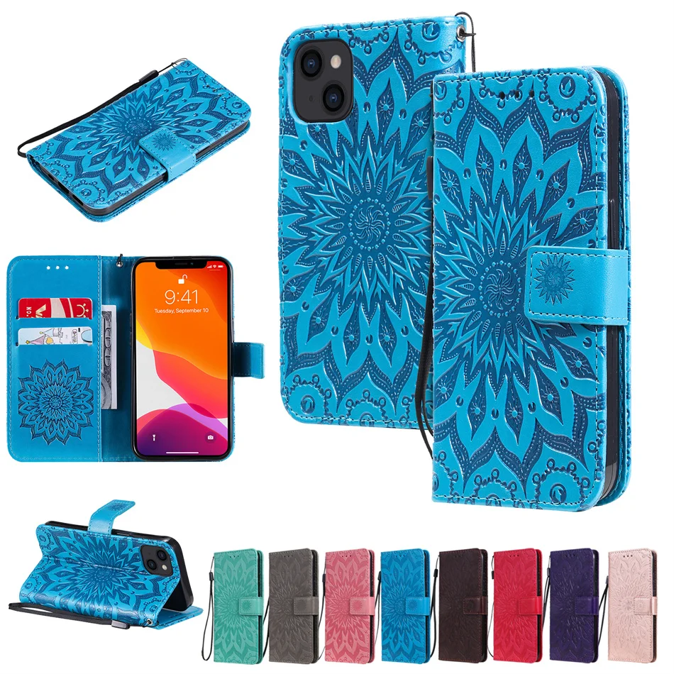 

3D Sunflower Wallet Phone Cover For Xiaomi Redmi 10X 5G 8A 9A 9C K20 Note 10 5 6 7 8 8T 9T 9S 9 Pro Lady Kids Flip Cases D06F