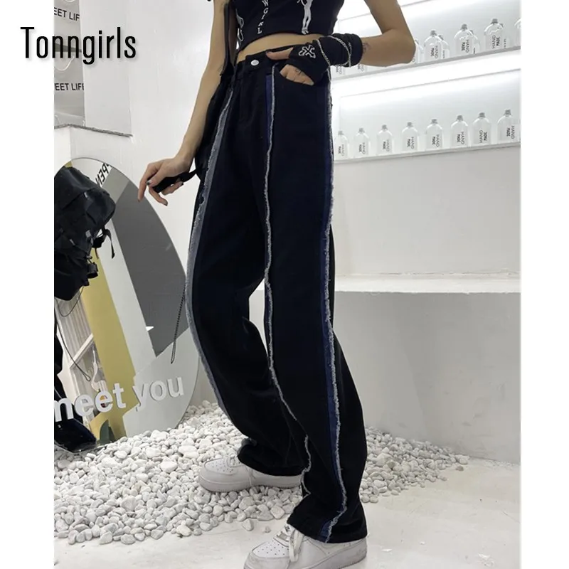

Джинсы Tonngirls Y2k женские с широкими штанинами, с высокой талией