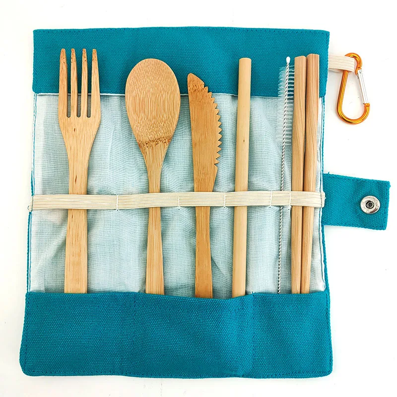 

Bamboo Cutlery Set Reusable Knife,Fork,Spoon6 PCS set Portable Flatware set Reusable Dinnerware Set