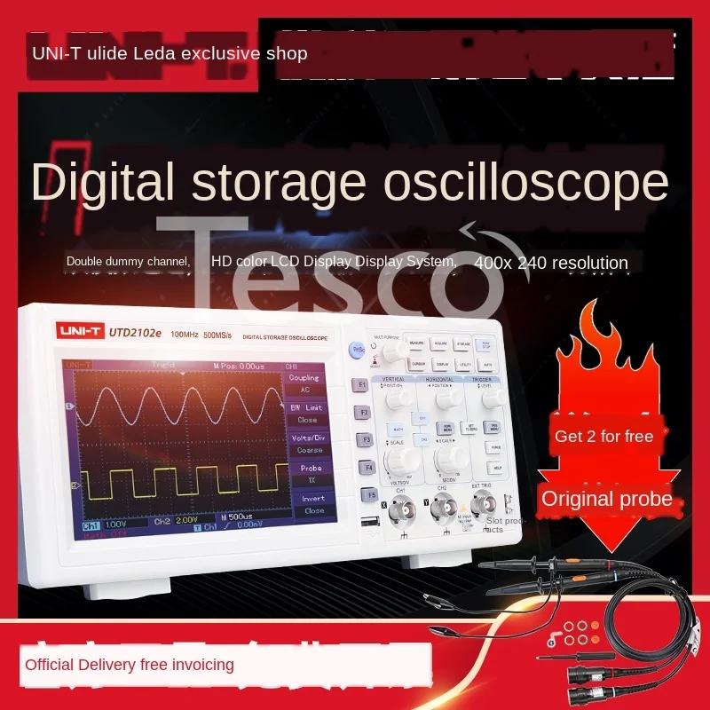 UTD2102e digital storage oscilloscope dual channel 100MHz bandwidth UTD2102CEX dual trace