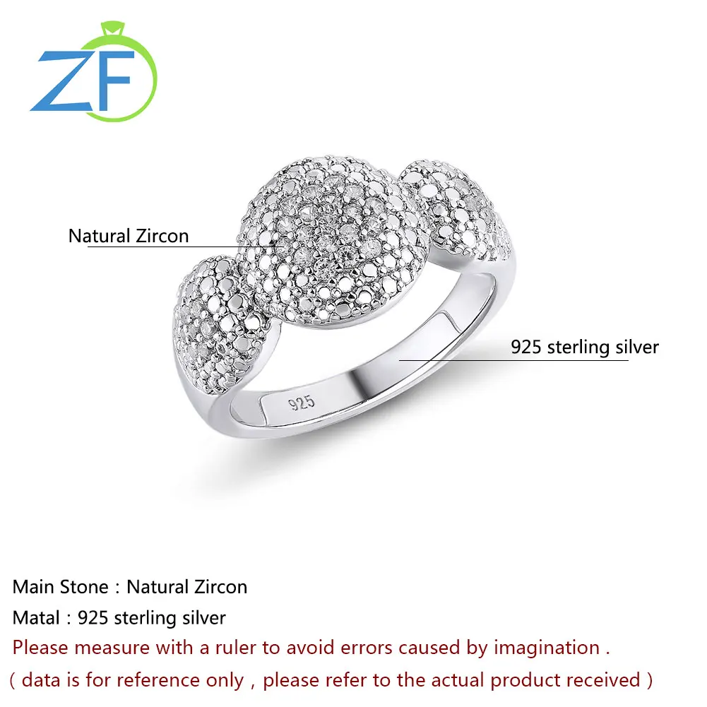 

GZ ZONGFA Trendy 925 Sterling Silver Natural Zircon Gemstone Fine Jewelry Luxury Engagement Wedding Accessories Gifts Rings for