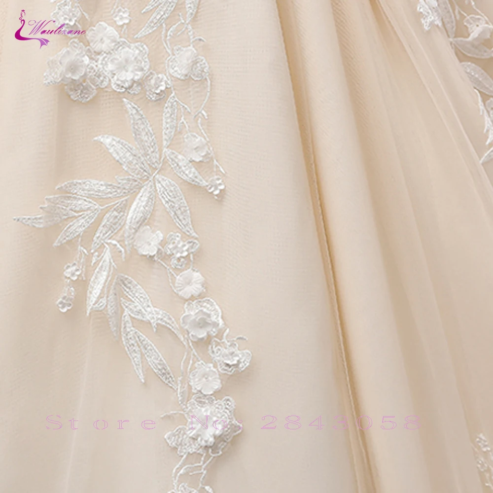 Kopen Waulizane Gorgeous Champagne Baljurk Trouwjurk Met Scoop Hals Van Lange Mouw Luxe Bridal Dress