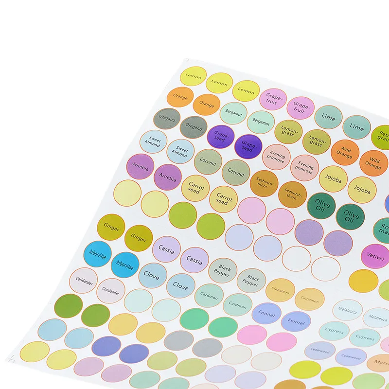 192 шт красочные эфирные масла этикетка наклейки для бутылок эфирных крышка