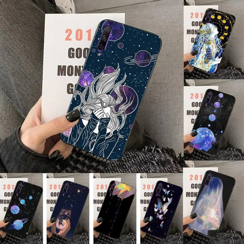 

Cute Space Planet Stars Phone Case For Huawei Y5 Y62019 Y52018 Y92019 Luxury funda case for 9prime2019