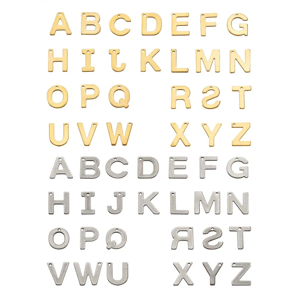 

104pc Stainless Steel A-Z Letter Charms Alphabet Pendant Loose Bead Set for Bracelet Necklace Craft Jewelry Making DIY 26 Letter