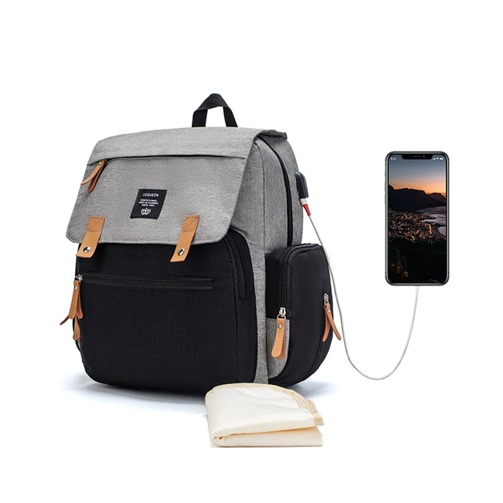 

USB Waterproof Diaper Bag Mommy Diaper Bag Multifunctional Folding Outing Backpack Large Capacity