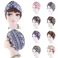 national style muslim hijab hat women cotton folding stretch turban hat head wrap chemo cap for lady head scarf beanie hats