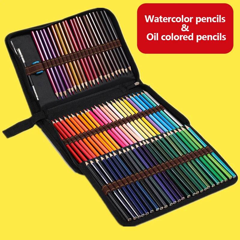

24/36/48/72 Colors Watercolor / Oil Colored Pencils Set High-quality A-level Core For Drawing Art Supplies Canvas Folding Bag