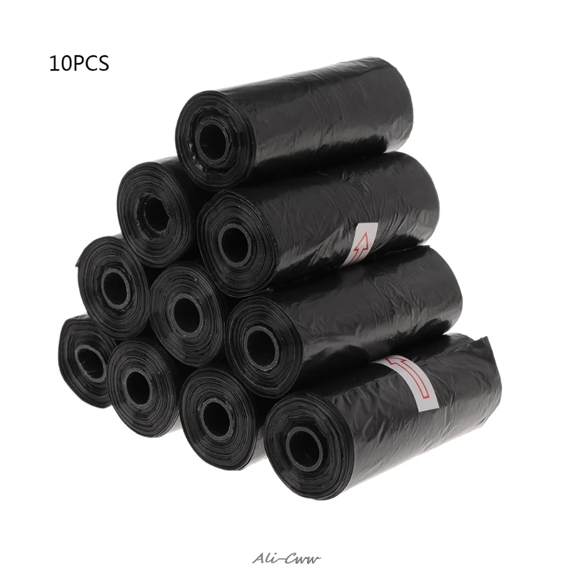 

10 Roll/Set Garbage Bag Degradable Pet Poop Shit Trash Home Kitchen Waste Black A822