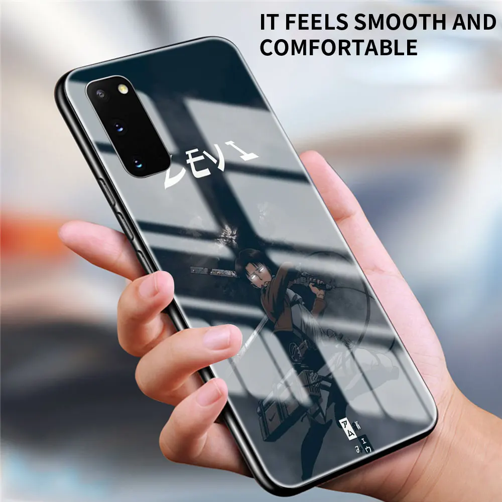 Tempered Glass Phone Case for Samsung Galaxy S23 S21 S20 FE S8 S9 S10 Plus S10E Note 8 9 10 20 Ultra 5G Attack On Titan Anime