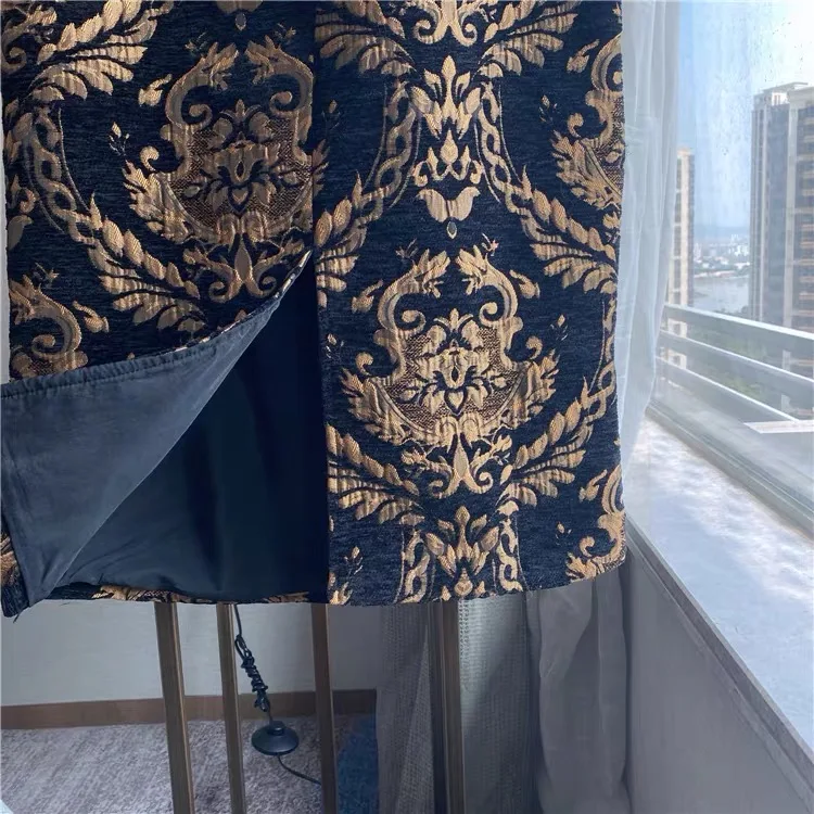 

CHICLADY vintage retro black single breasted jacket tops Baroque printed pencil skirt two pieces set women suit sets spring new