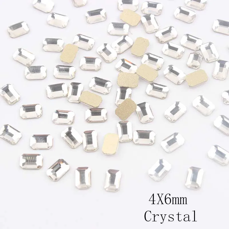 100 шт BIGpack Стразы для ногтей 4x6 мм длинные Восьмиугольные цветные камни стеклянные