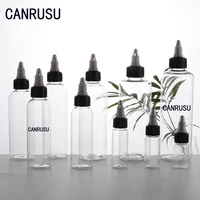 canrusu 100pcs 30ml60ml100ml120ml empty plastic pet twist top cap dropper bottles tattoo ink e liquid oil storage containers