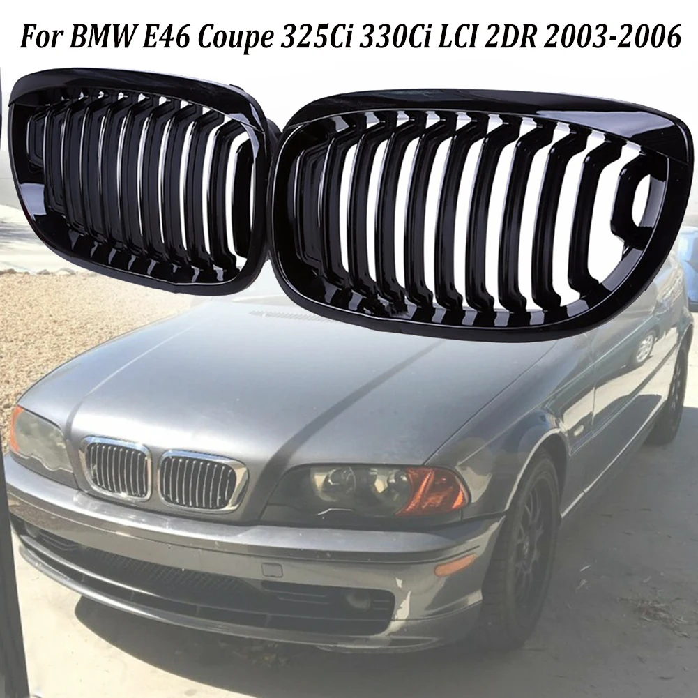 2PCS Gloss Black Front Kidney Grill for BMW E46 Coupe 325Ci 330Ci LCI 2DR 2003-2006 L+R Sides | Автомобили и мотоциклы
